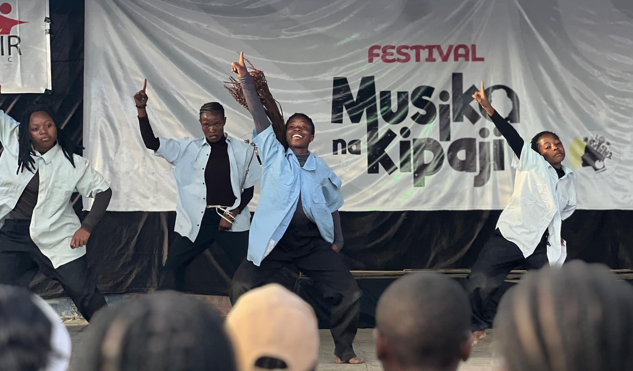 A dance collective performs on stage at the Musika Na Kipaji festival on 29 March, in Goma, eastern Democratic Republic of the Congo.